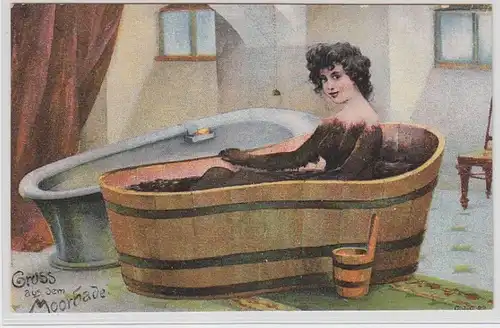 33393 Erotik Ak Salutation de la lande baignée dame nue autour de 1927