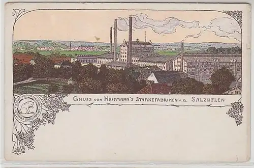 33370 Ak Salutation des usines d'amidon d ' Hoffmann A.G. Salzuflen vers 1900