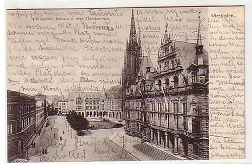 33307 Ak Wiesbaden Place du Château Hôtel de ville etc. 1905