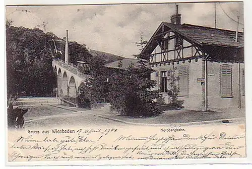 33302 Ak Salutation de Wiesbaden Nerobergbahn 1904