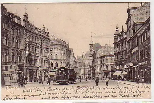 33297 Ak Barmen marché de l'âge avec tram 1905