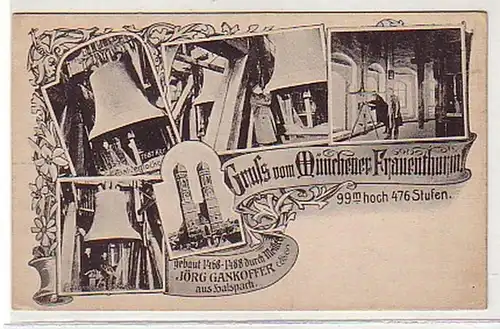 33280 Ak Gruss de la tour de Munich de femmes vers 1900