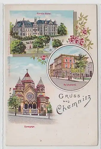 33269 Ak Lithografie Gruß aus Chemnitz um 1900