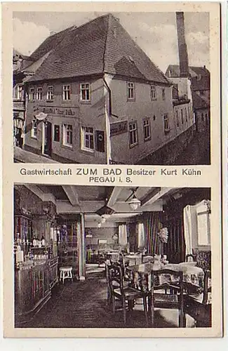 33196 Ak Pegau Gastwirtschaft ZUM BAD um 1920
