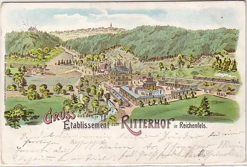 33163 Ak Lithographie Gruß aus Reichenfels Gasthof 1900