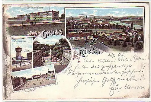 33151 Ak Lithografie Gruss aus Riesa 1896