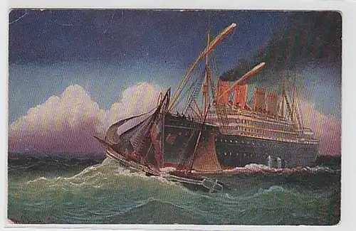 33134 Ak Dampfer rammt Segelboot um 1910