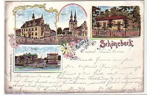 33130 Ak Lithographie Gruss de Schönebeck 1898