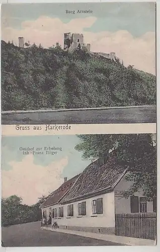 33129 Ak Gruß aus Harkerode Burg Arnstein Gasthof zur Erholung um 1910