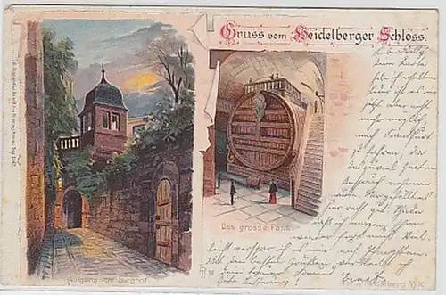 33098 Ak Lithographie Salutation du château de Heidelberg 1900