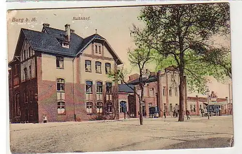 33078 Ak Burg bei Magdeburg Bahnhof 1913