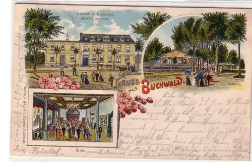33057 Ak Lithographie Gruß aus Buchwald Gasthof 1905