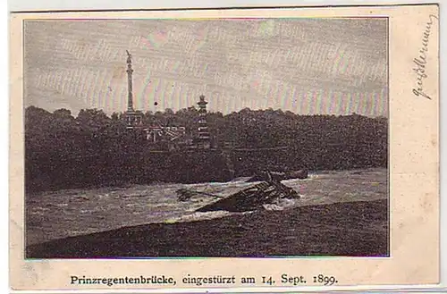 33019 Ak München eingestürzte Prinzregentenbrücke 1899