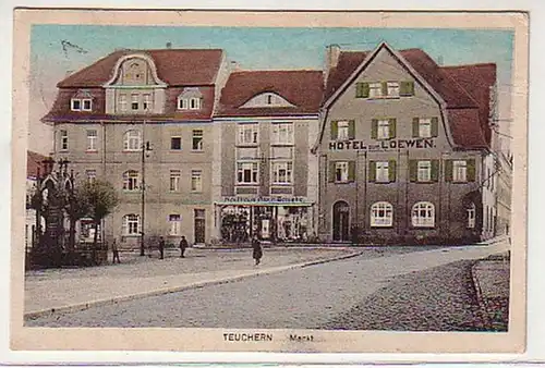33016 Ak Teuchern Markt Hotel zum Löwen 1919