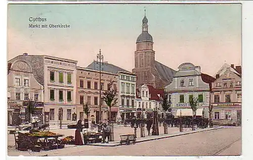 33004 Ak Cotbus Market avec l'église supérieure 1908