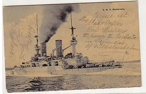 32925 Ak Deutsches Kriegsschiff S.M.S."Barbarossa" 1909