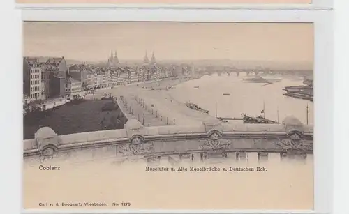 32888 Ak Coblenz Moselleufer et pont de Mosel vers 1900