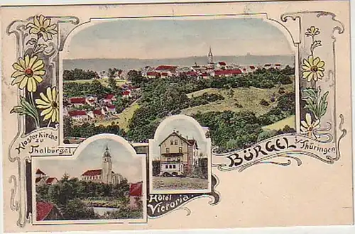 32874 Ak Lithographie Bürgel in Thuringen Hotel vers 1910