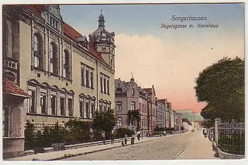 32795 Ak Sangerhausen Regelsgasse mit Kreishaus um 1910