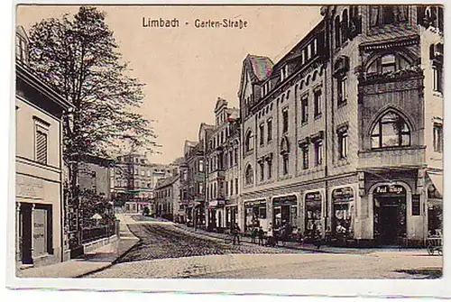 32785 Ak Limbach Gartenstraße mit Geschäften 1910
