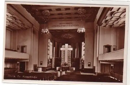 32716 Ak Görlitz Inneres der evangelische Kreuzkirche um 1930
