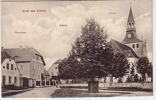 32713 Ak salutation de l'école de Calbitz église etc. 1916
