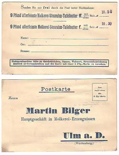 32710 Publicité Ak Ulm Vente de produits laitiers vers 1910