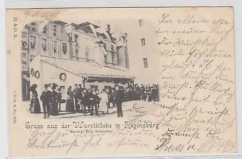 32672 Ak Gruss aus der Wurstküche in Regensburg um 1900