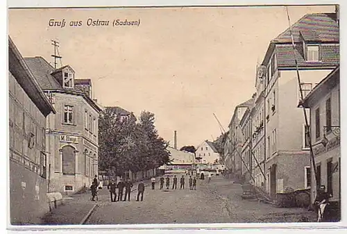 32644 Ak Gruß aus Ostrau in Sa. Straßenansicht um 1910