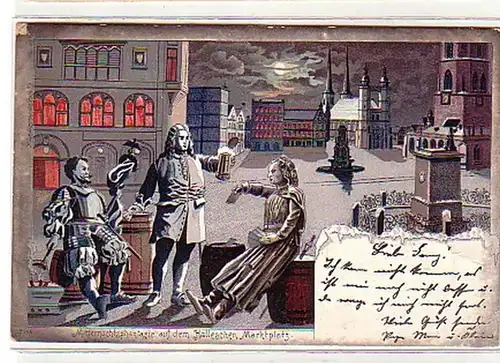 32605 Ak Lithographie Hallescher Marktplatz 1899