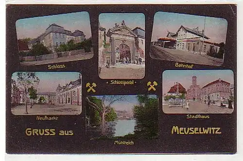 32604 Mehrbild Ak Gruß aus Meuselwitz Bahnhof usw. 1908