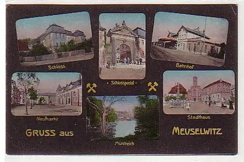 32604 Salutation multi-images Ak de Meuselwitz Gare, etc. 1908