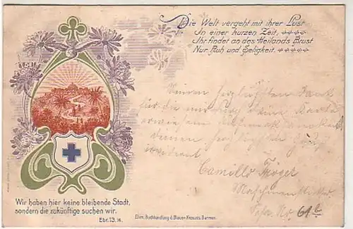 32517 Ak Librairie d. Bleu de la Croix Barmen 1903