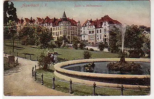 32493 Ak Auerbach Schul- und Moltkestraße 1917