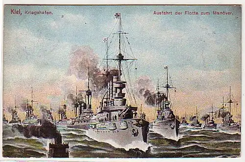 32356 Ak Kiel Kriegshafen Ausfahrt der Flotte 1912