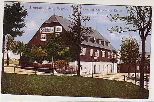 32335 Ak Zinnwald Gasthof sächsischer Reiter 1923