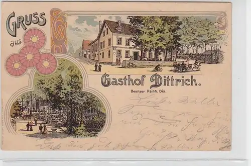 32321 Ak Litho Meerane Gruss aus Gasthof Dittrich 1906