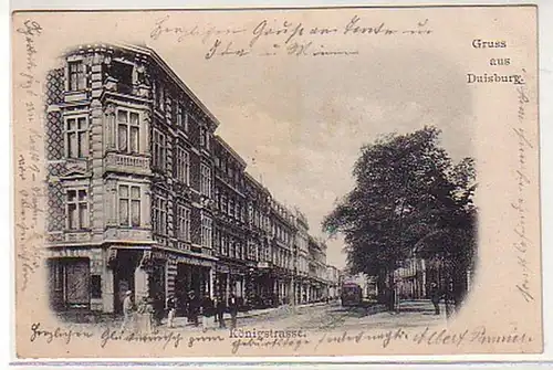 32281 Ak Gruß aus Duisburg Königstrasse 1900