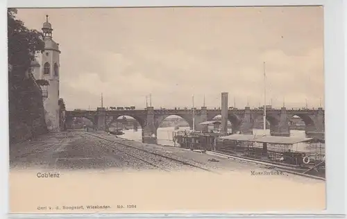 32278 Ak Coblenz Moselbrücke um 1900
