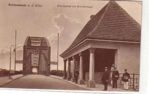 32205 Ak Schönebeck an der Elbe Elbe Brücke 1916