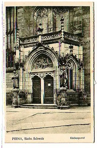 32105 Ak Pirna sächs. Schweiz Kirchenportal um 1930