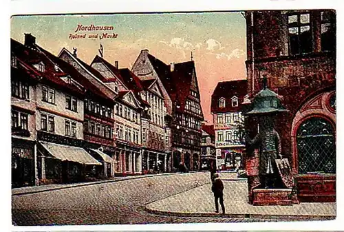 32081 Ak Nordhausen Roland und Markt um 1920