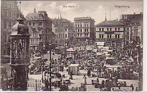 32002 Ak Magdeburg alter Markt mit Verkaufsstände 1911