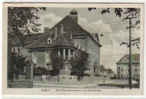31985 Ak Staßfurt Real Gymnasium und Kalistraße 1929