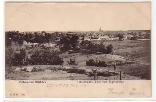 31923 Ak Ostseebad Ahlbeck Blick vom Jägersberg 1908
