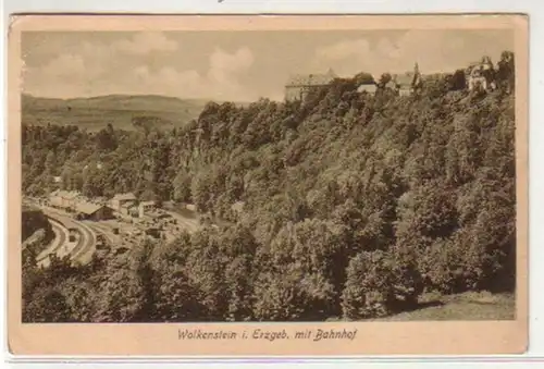 31905 Ak Wolkenstein i. Erzgeb. mit Bahnhof 1928