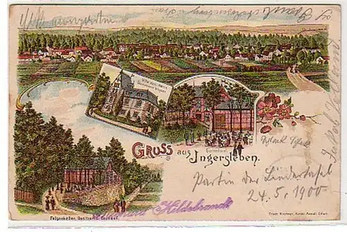 31898 Ak Lithographie Gruss aus Ingersleben 1900