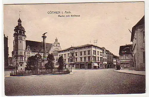 31856 Ak Cöthen in Anhalt Markt mit Rathaus 1937
