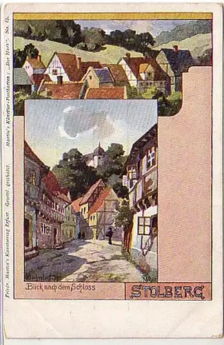 31821 Ak Stolberg Blick nach dem Schloss um 1900