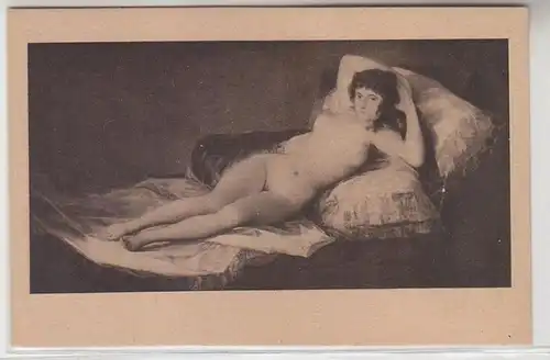 31794 Erotik Ak Frauenakt auf Sofa, Goja: "Maja" um 1930